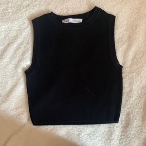 Zara Black Sleeveless Crop Top